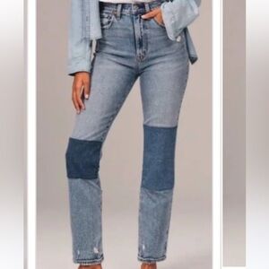 Abercrombie & Fitch Women's Straight Leg Jeans - Light and Dark Blue